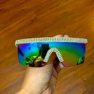 NWOT oversized white shield sunglasses